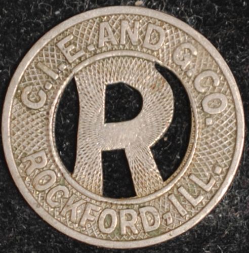 C. I. E. & G. & Co. Rockford, Ill. City Fare Token IL 755E #2