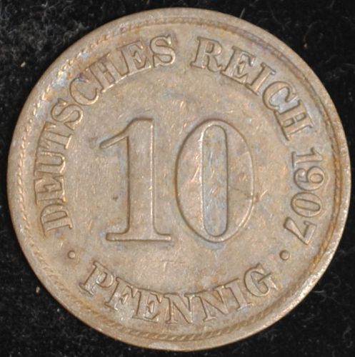 1907A Germany/Empire 10 Pfennig XF