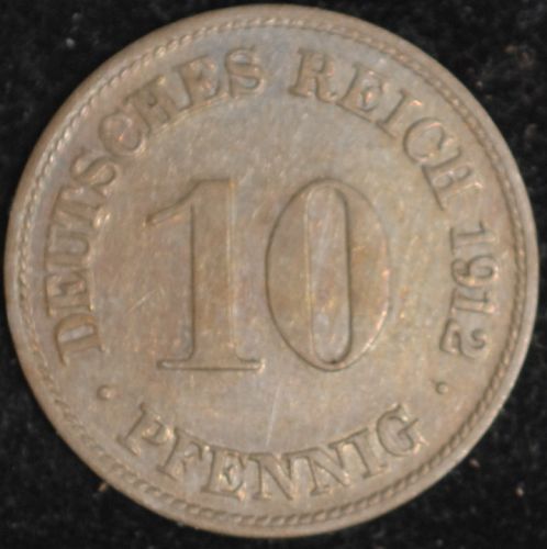 1912D Germany/Empire 10 Pfennig XF