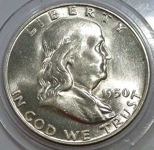 1950-D Gem Brilliant Uncirculated Franklin Half Dollar W-Full Bell Lines ( T-111