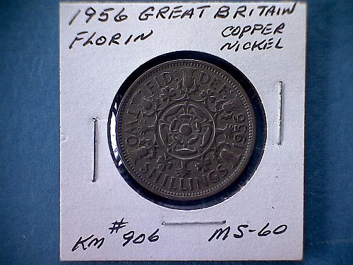 1956 GREAT BRITAIN FLORIN COPPER NICKEL