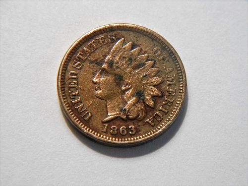 1863 Copper Nickel Indian Head Penny