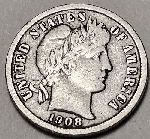 1908 P Barber Dimes