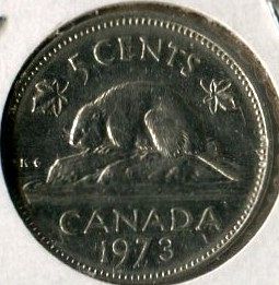 1973  Canada  -- NICKEL   --  EXTRA  FINE