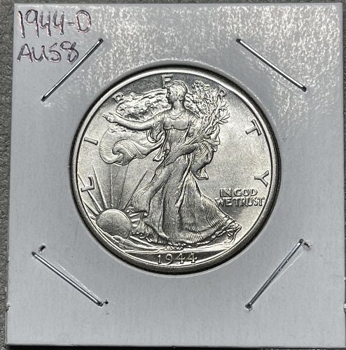 1944-D High Grade About Uncirculated/AU58 Walking Liberty US Silver Half Dollar