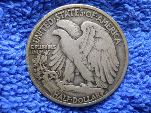 1927-S Walking Liberty Half Dollar.  Fine Grade. Original Surfaces.  2