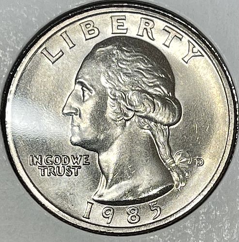 1985-D High Grade Brilliant Uncirculated MS60+ Washington US Quarter