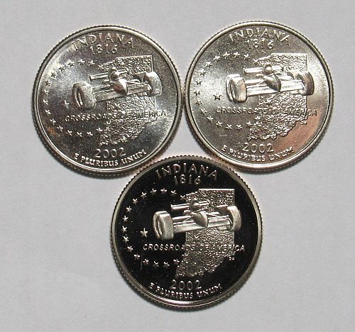 2002 P,D&S Indiana 50 States Quarters, BU and Proof