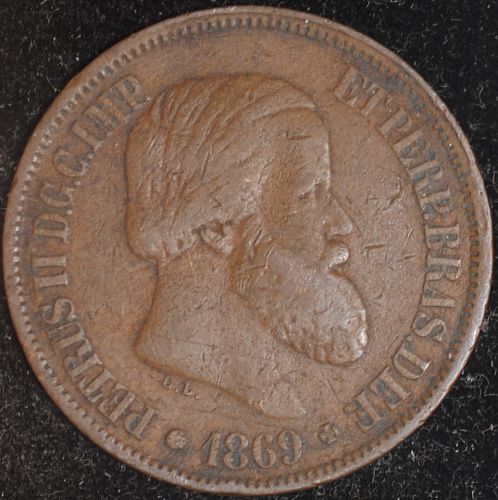 1869 Brazil 20 Reis F-VF