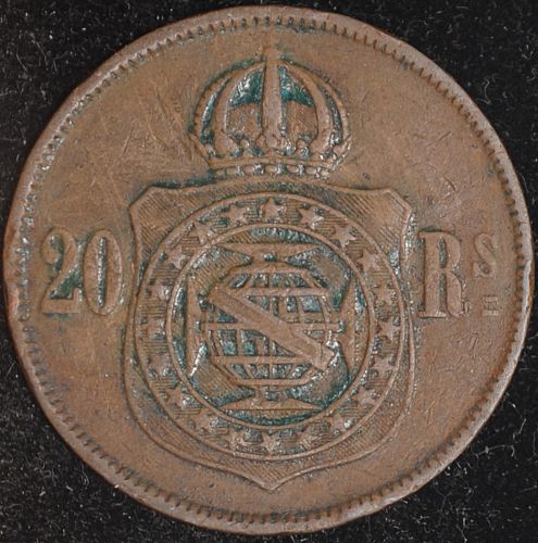 1869 Brazil 20 Reis F-VF