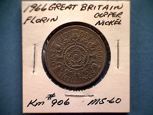 1966 GREAT BRITAIN "FLORIN" QUEEN ELIZABETH 11