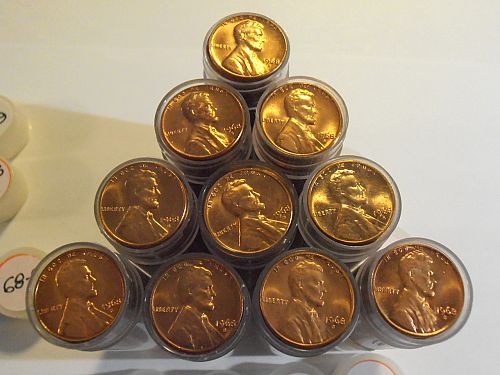 1968 S Lincoln Memorial Cent, ONE ROLL, Brilliant Uncirculated