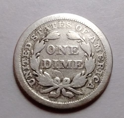 1855-P Seated Liberty Dime, weak date, low grade (scratches, wear)