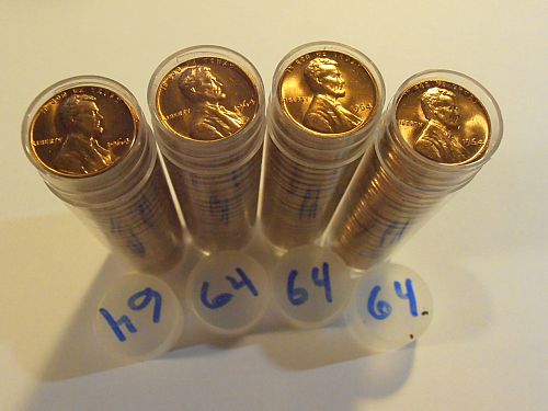 1964 P Lincoln Memorial Cent, ONE ROLL, Brilliant Uncirculated