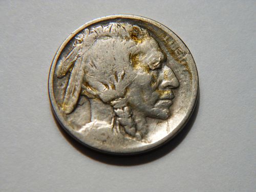 1913-D Type 1 Buffalo Nickel with Retained Die Crack Peel Error on obverse