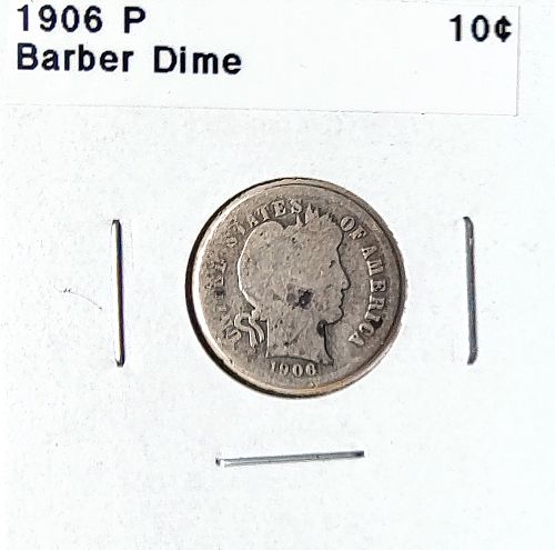 1906 P Barber Dime - 4 Photos!