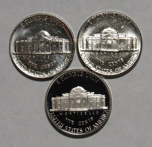 1992 P,D&S Jefferson Nickels in BU and Proof condition