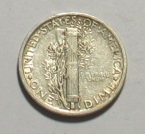 1945 S Mercury Dime in circulated condition