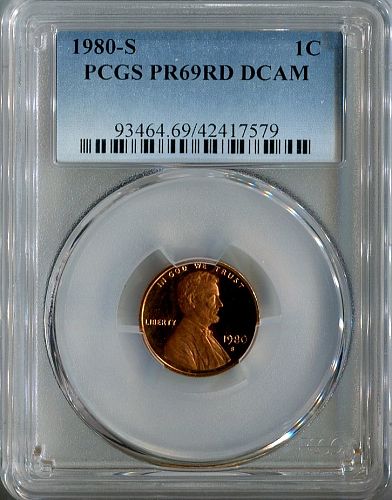 1980 - S  LINCOLN CENT   --  PCGS  --  PR 69RD DCAM