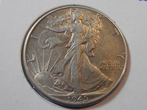 1945 P Walking Liberty Half  Dollar, 90% Silver Coin,  (45POP2)