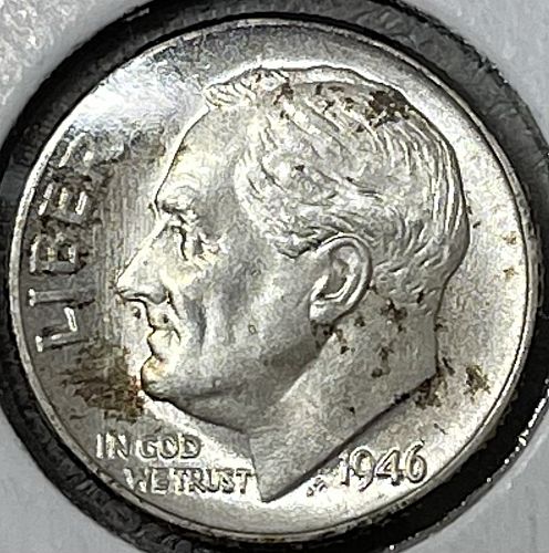 1946-P High Grade Choice Brilliant Uncirculated/MS63+ Roosevelt US Silver Dime