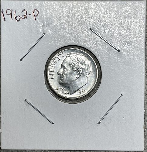 1962-P Brilliant Uncirculated/MS60+ Roosevelt US Silver Dime