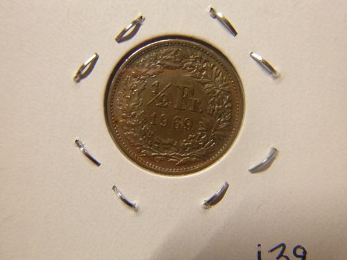 SWITZERLAND HELVETTA 1969 B 1/2 FRANC