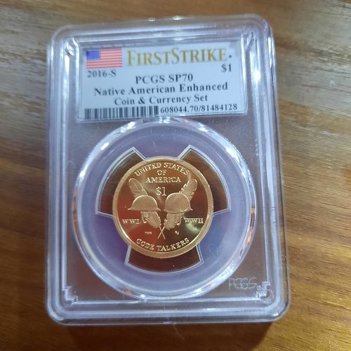 2016 S Code talkers Sacagawea Dollar.  First Strike coin, Graded SP70 by PCGS