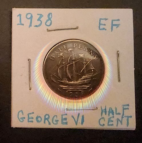 1938 GEORGE VI HALF CENT IN EF CONDITION