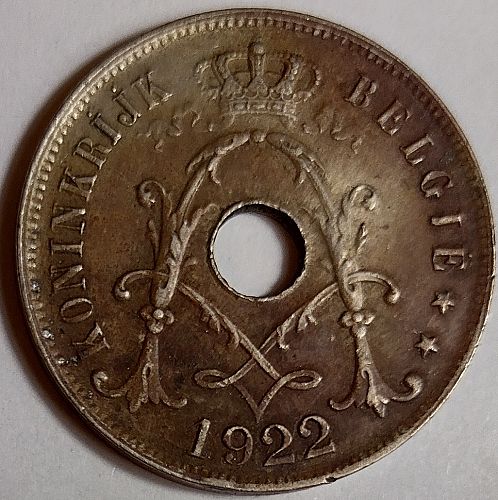 1922 Belgium 25 Cents, Dutch Text