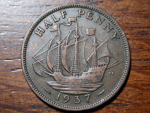 1937 Great Britain Half Penny NIce