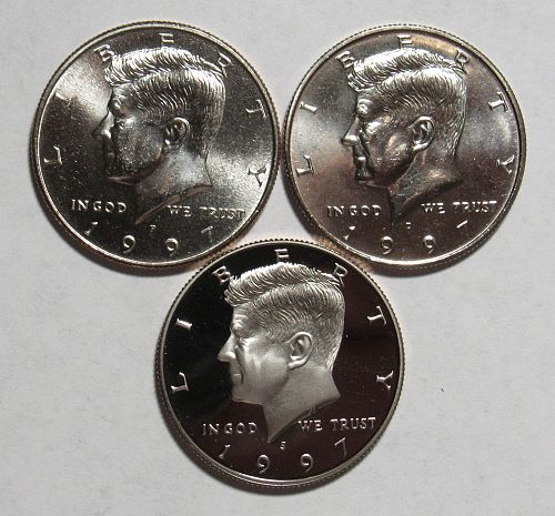 1997 P,D&S Kennedy Half Dollars, BU and Proof