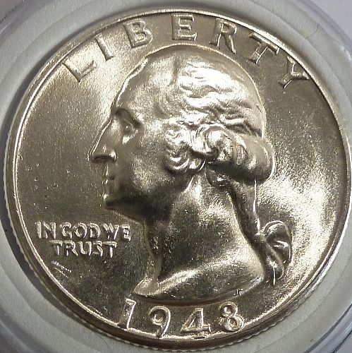 1948-D GEM BRILLIANT UNCIRCULATED Washington Quarter  BU # 160-05)