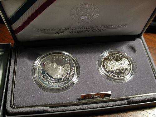 1991-S UNITED STATES MOUNT RUSHMORE 2-COIN ANNIVERSARY PROOF SET