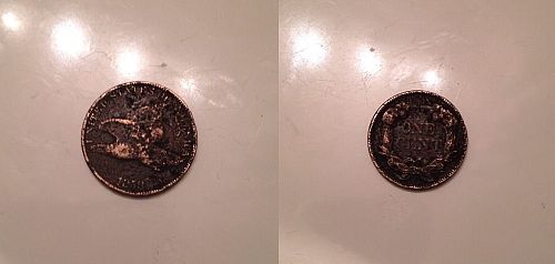 1858 Flying Eagle Cent nice detail vary dirty