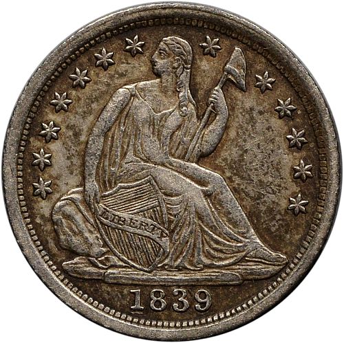 Scarce High Grade 1839-O Seated Half Dime H10c AU - ToughCOINS