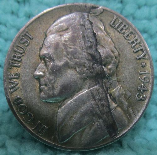 1943 Silver Jefferson War Nickel - Error Planchet - (044A)