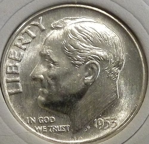Brilliant Uncirculated 1953-P Roosevelt Silver Dime. # 300-15