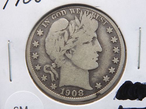 1908-S Barber Half Dollar