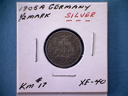 1905A  GERMANY HALF MARK  "SILVER"