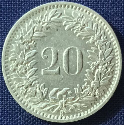 Switzerland - 1924 - 20 Rappen [mintage 1,100,000]