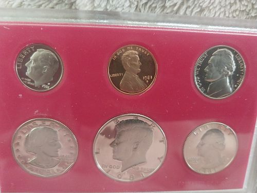 1981 Clear S (Type 2) US Proof Set - Dollar, 50c, 25c, 10c, 5c, & cent