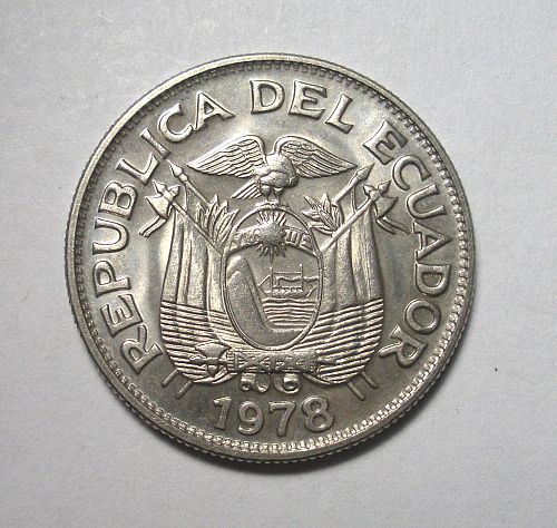 1978 Ecuador 1 Sucre in Mint State!   KM-78b