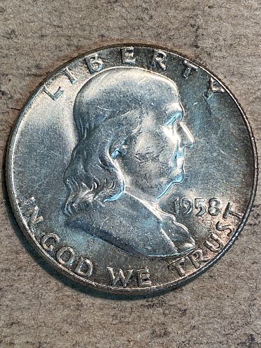 1958 Franklin Silver Half Dollar MS64 FBL (Tray)