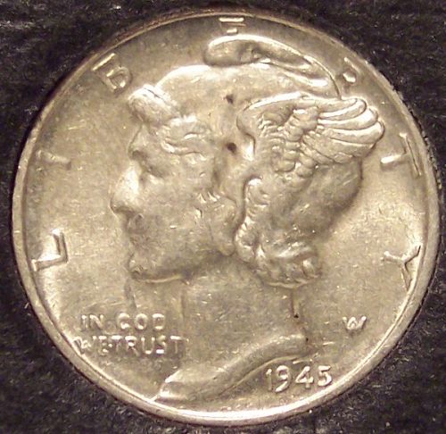 1945 Mercury Head Silver Dime EF40 #01076