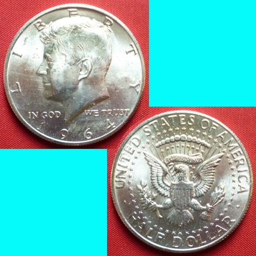 US USA United States of America Kennedy Half Dollar 1964 P KM# 202 silver 7 PCS