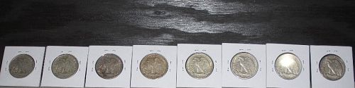 Walking liberty half dollars 8 total.