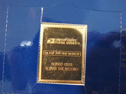 2002 USPS - United We Stand - Stamp Ingot .999 PURE SILVER PLATED 24K GOLD 483 G