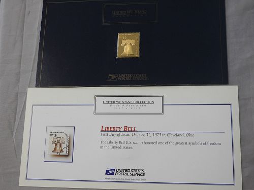 2002 USPS - United We Stand - Stamp Ingot .999 PURE SILVER PLATED 24K GOLD 483 G