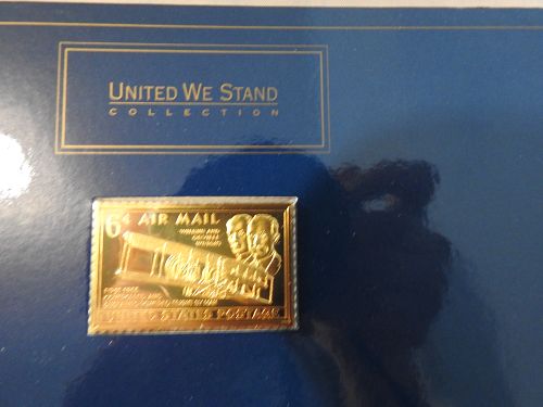 2002 USPS - United We Stand - Stamp Ingot .999 PURE SILVER PLATED 24K GOLD 483 G